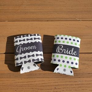 Bride Groom Koozies Wedding Party Gift Beer Can Holder Bridal Honeymoon Vacation